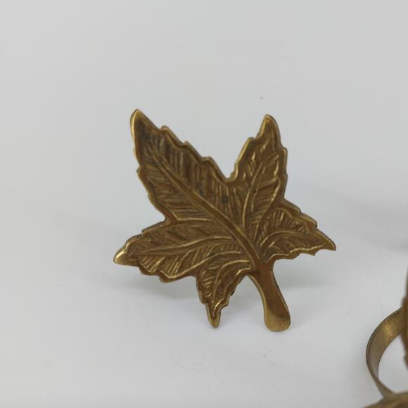 Thanksgiving Fall Leaves Napkin Rings Dining Gold Tone Lot 3 - Picture 2 of 12